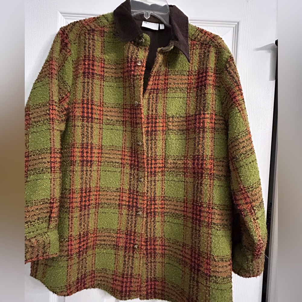 Asos Barn Jacket Green Plaid Size Medium